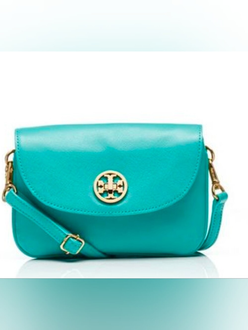 Tory Burch Turquoise Teal Blue Leather Robinson Small Crossbody Bag